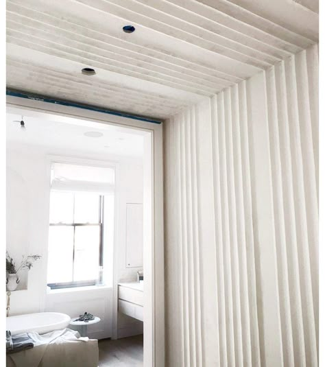 The Flute! Its not just about Champagne! • Segreto Finishes Fluting Design, Brooklyn Bathroom, Fluted Wall Panel, Tuscan Walls, Fluted Wall, Greek Revival Home, Athena Calderone, The Mistake, Plaster Walls