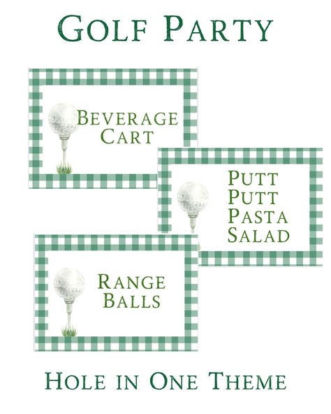 Golf Themed Party. Hole in One Birthday Party. First Birthday Party Theme. Green Gingham Food Cards. Golf Par-tee. Birthday Party. Buffet. - Etsy Golf Theme One Year Old Party, Hole In One Themed Birthday, Boys Golf Birthday Party, Golf Themed Food Party Ideas, Two Year Old Golf Party, Hole In One First Birthday Food, Fore Golf Theme Birthday, Golf Birthday Party Decorations, Golf Birthday Party Food