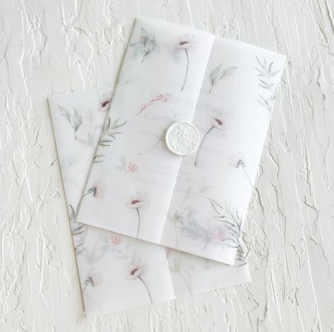 Anemone Vellum Jacket for Invitations Greenery Vellum Wrap - Etsy Watercolor Anemone, Floral Vellum, Wedding Invitations Floral, Vellum Jacket, Vellum Wrap, Floral Nail, Tracing Paper, Beautiful Wedding Invitations, Paper Envelope