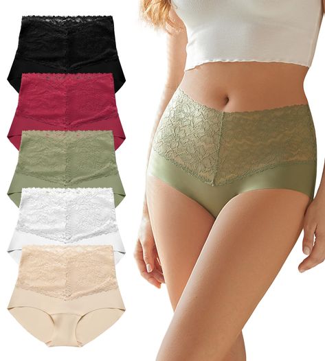 PRICES MAY VARY. 【COMFORTABLE】 Sharicca high waist lace underwear is made of 62% nylon and 38% spandex, which is soft to touch and comfortable to wear. The breathable panties also have high stretchy to perfectly fit the curve. Not too tight or loose 【HIGH WAIST LACE】 The delicate and sheer floral lace waistband design is full of beauty and mystery, showing women's elegant and sexy curves for fashion need. High waist lace fabric will gently embrace your abdomen, provide moderate support and enoug Waistband Design, Lace Fabric, Natural Cotton, Briefs, Floral Lace, High Waist, Tights, Lingerie, High Waisted