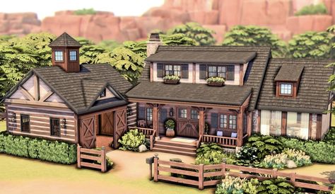 Small Ranch House Plans, Small Ranch House, Sims 4 Houses Layout, Timber Frame Home, Sims 4 House Plans, Sims 4 House Building, Sims 4 House Design, Sims Building, Casas The Sims 4