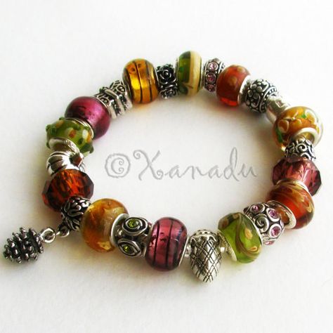 Green Gold Purple Autumn Treasures European Style by xanaducharms, $34.95 Purple Autumn, Chunky Charm Bracelet, Pandora Bracelet Designs, Pandora Murano, Pandora Style, Gold Charm Bracelet, Beads Charms, Chunky Bracelets, Fashion Autumn