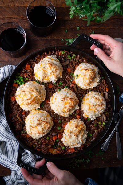 Beef Pot Pie With Cheddar Biscuits Leftover Beef Stew, Beef Pot Pie Recipe, Beef Pot Pie, Leftover Pot Roast, Homemade Bisquick, Beef Pot Pies, Pot Pie Filling, The Seasoned Mom, Leftover Beef