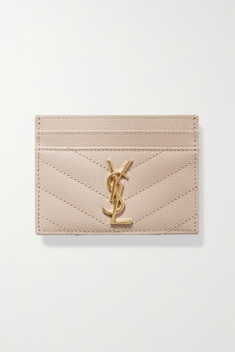 SAINT LAURENT's cardholder is part of the brand's 'Monogramme' collection, identifiable by its quilted designs and 'YSL' logo hardware. Made in Italy from textured-leather, it has four slots for your most-used cards and a pocket for folded bills or receipts. Slip it inside the [matching shoulder bag id1293724]. Card Holder Aesthetic, Cute Card Holder, Designer Card Holder, Ysl Wallet, Designer Wallet, Leather Cardholder, Ysl Logo, Cute Wallets, Girly Bags