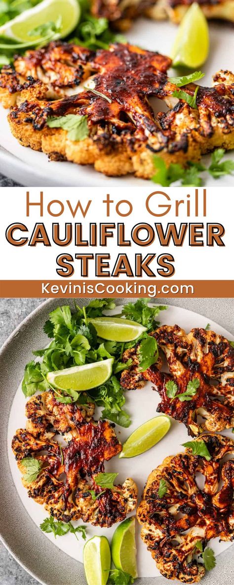 Grill Cauliflower, Cauliflower Stakes Recipes, Cauliflower Grilled, Grilled Cauliflower Steaks, Cauliflower Steaks Bbq, Grilled Califlour Recipes, Marinated Cauliflower Steak, Cauliflower Recipes Grilled, Smoked Cauliflower Steaks