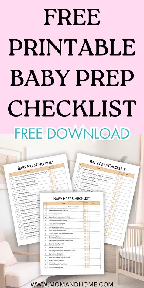 Need a simple guide to getting ready for baby? This baby preparation checklist is perfect for expectant moms in their second trimester or third trimester, helping you track all essential tasks before birth. Download this free printable checklist for baby and feel prepared as you nest, organize, and finalize your birth plans. Stay stress-free and confident with this easy-to-follow baby prep checklist! Getting Ready For Baby Checklist, Before Baby Arrives Checklist, Pre Baby Checklist, Baby Prep Checklist, Baby Preparation Checklist, Planning For A Baby, To Do Before Baby Arrives, Baby Checklist Newborn, Checklist Newborn