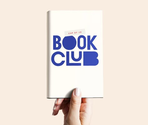 Cup of Jo book club Library Branding Design, Cover Books Design, Book Club Logo Ideas, Book Club Graphic, Reading Club Aesthetic, Book Club Logos, Book Club Logo Design, Book Club Design, Book Club Branding