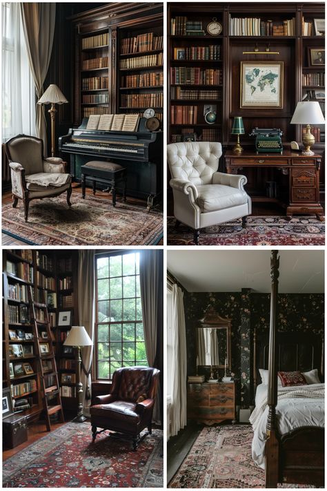 If you want to transform your home into a dark academia haven, then these decor tips and ideas are a useful starting point. Dark Academia Room Colors, Dark Academia Home Interior, Dark Academia Lifestyle, Moody Dark Academia, Darker Aesthetic, Academia Home, Dark Academia Guide, Dark Academia Home, Dark Academia Room