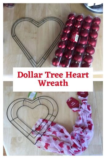 Valentine Day Crafts Diy, Valentines Wreath Ideas Dollar Tree, Valentine Wire Wreath Ideas, Diy Dollar Tree Valentine Wreath, Heart Shape Wreath Diy, Valentine’s Day Wreath Dollar Tree, Dollar Tree Valentines Crafts Diy, How To Make A Valentine Wreath, Valentine's Day Wreath Diy Dollar Tree