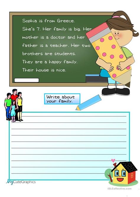 Creative Writing:My Family Composition Beginner #4 worksheet - Free ESL printable worksheets made by teachers Was Were Grammar, Family Flashcards, About My Family, Preschool Language, Business Continuity Planning, Visual Aid, Paragraph Writing, Activities Games, Business Continuity