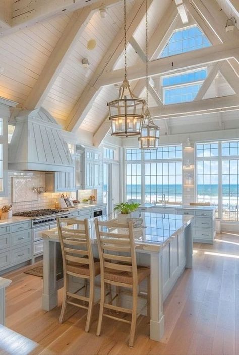 Beach Is My Style (Home Decor) | Facebook Simple Beach House, Coastal Kitchen Ideas, Living Boho, Beach House Room, Beach House Interior Design, Beach House Exterior, Dream Life House, Beach House Kitchens, Dream Beach Houses