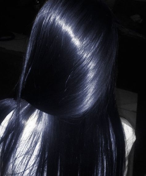 Dark Blue Long Hair, Blue Hair Color Aesthetic, Dark Blue Black Hair Color, Black Blue Hair Color Dark, Sapphire Black Hair, Blue Black Hair Aesthetic, Black Sapphire Hair, Dark Blue Hair Aesthetic, Dark Blue Black Hair