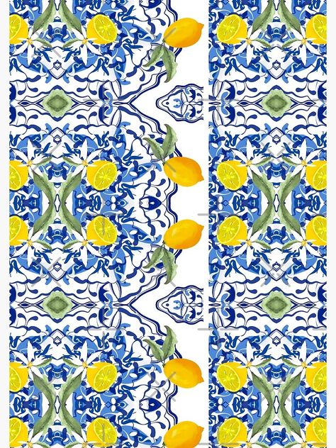 "Citrus,Sicilian style summer decor pattern" Spiral Notebook by MariaMarinova | Redbubble Sicilian Pattern Design, Italian Patterns Traditional, Italian Pattern Design, Amalfi Cake, Sicilian Pattern, Sicilian Design, Sicilian House, Sicilian Aesthetic, Italian Patterns