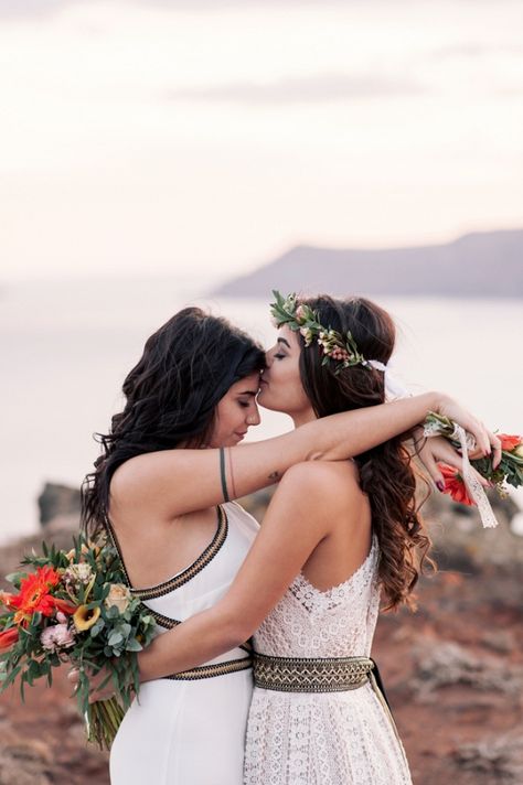 Coastal Bohemian Wedding Inspiration in Greece | Phosart Photography & Cinematography Lesbian Photography, Bohemian Wedding Colors, Bohemian Wedding Inspiration, Lgbt Wedding, Lgbtq Wedding, Lesbian Wedding, Gay Wedding, Photo Couple, Wedding Photography Poses