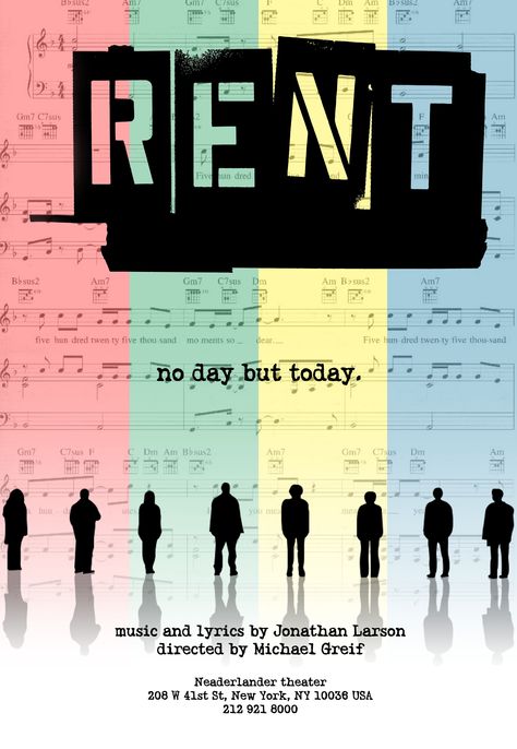 RENT - no day but today No Day But Today Rent, Rent Musical Aesthetic, Rent Aesthetic, Rent Musical Poster, Rent Poster, Musical Birthday Cards, Rent Musical, Jonathan Larson, I Am A Singer