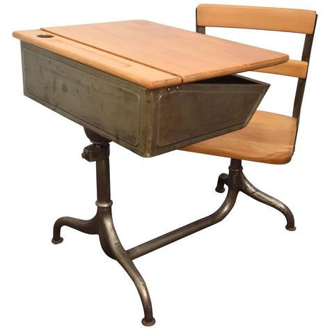 Flip Top Desk, Old School Desk, Antique School Desk, Vintage Industrial Desk, Diy Corner Desk, Old School Desks, Vintage School Desk, Best Home Office Desk, Pretty Desks