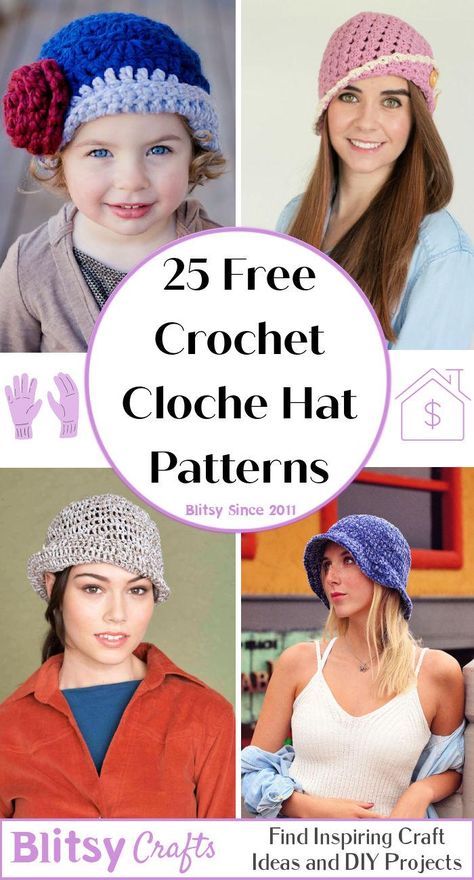 25 Free Crochet Cloche Hat Patterns (Full Pattern) Crochet Cloche Hat Free Pattern, Crochet Beret Free Pattern, Crochet Hat Patterns For Beginners, Free Crochet Hat Patterns, Crochet Hats Free Pattern Ladies, Crochet Cloche Hat, Cloche Hat Pattern, Crochet Hat Sizing, Crochet Newsboy Hat