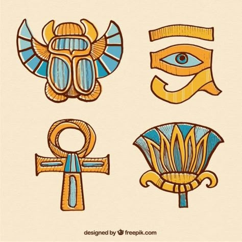 Hand drawn egyptian ornaments Premium Ve... | Premium Vector #Freepik #vector #hand #ornament #hand-drawn #egypt Egyptian Art Drawing, Ancient Egypt Hieroglyphics, Egyptian Ornamented, Egyptian Drawings, Egypt Poster, Egyptian Pattern, Egyptian Motifs, Egyptian Painting, Ancient Egypt History