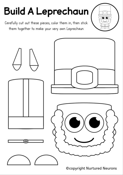 St Patricks Day Art For Kindergarten, St Patrick’s Day Crafts For Kindergarten, Saint Patricks Day Art Preschool, Saint Patrick's Day Preschool, March Craft Kindergarten, Saint Patricks Day Worksheet, Saint Patrick Activities For Kids, Leprechaun Ideas For Kids, St Patricks Activities For Kids