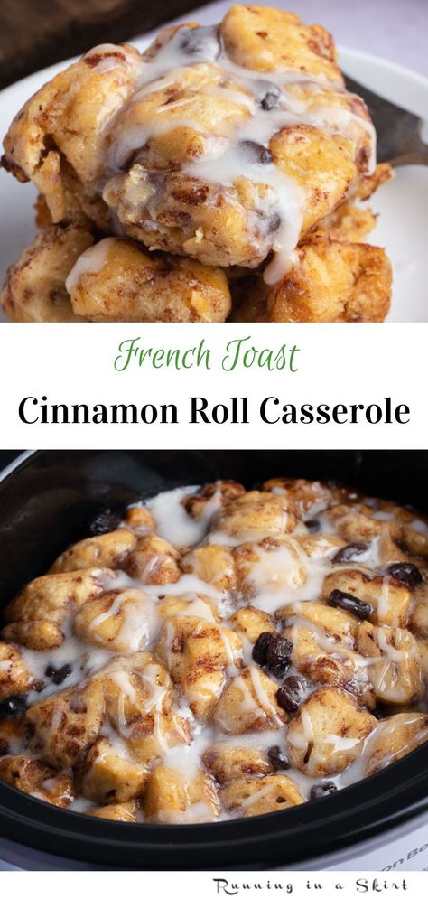 Easy Family Breakfast, Crock Pot Cinnamon Roll Casserole, French Toast Cinnamon, Breakfast Potluck, Crockpot French Toast, Apple French Toast, Slow Cooker Breakfast Casserole, Cinnamon Roll French Toast, French Toast Casserole Overnight