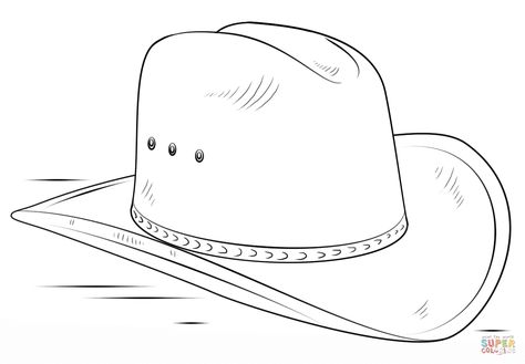 Cowboy Hat coloring page | Free Printable Coloring Pages Western Art Ideas, Hat Coloring Page, Cowboy Hat Drawing, Cake Step By Step, Sombrero Cowboy, Kids Cowboy Hats, Cowboy Embroidery, Hat Drawing, Hat Template