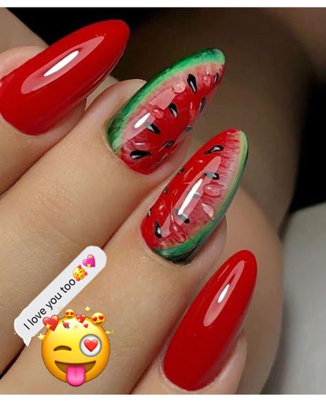 Watermelon Nail Designs, Sprinkle Nails, Watermelon Nail, Watermelon Nail Art, Fruit Nail Designs, Fruit Nail Art, Watermelon Nails, Color Nails, Nail Designs Spring