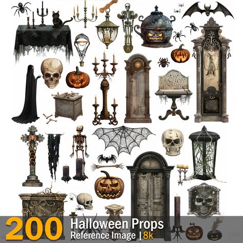 Halloween Props  | Reference Images | 8K,  on ArtStation at https://www.artstation.com/artwork/988AWq Fantasy Door, Props Reference, Wedding Ring Images, Scary Halloween Masks, Witch Accessories, Halloween Traditions, Doll Halloween, Props Art, Witch Doctor