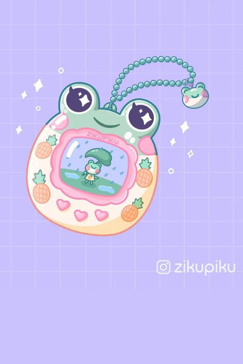 Animal Crossing x Tamagotchi crossover - a Lily tamagotchi (drawn by me) Kawaii Tamagotchi, Animal Crossing Fan Art, Japan Kawaii, Arte 8 Bits, Images Kawaii, Cute Kawaii Drawings, Cute Frogs, Cute Little Drawings, Kawaii Wallpaper