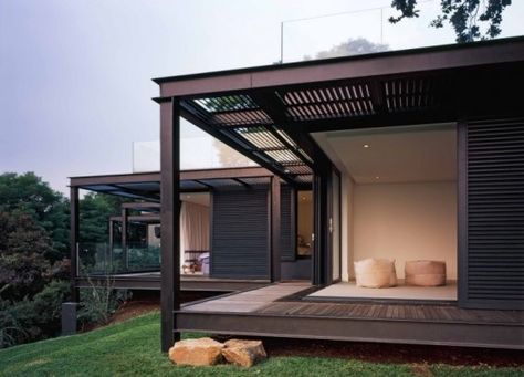 Daffonchio Architects Gives Samios Heritage House a Green-Roofed ... Porch Kits, Innovation Architecture, Steel Frame House, Building A Porch, Steel Framing, Eco Architecture, Heritage House, House With Porch, Metal Building Homes