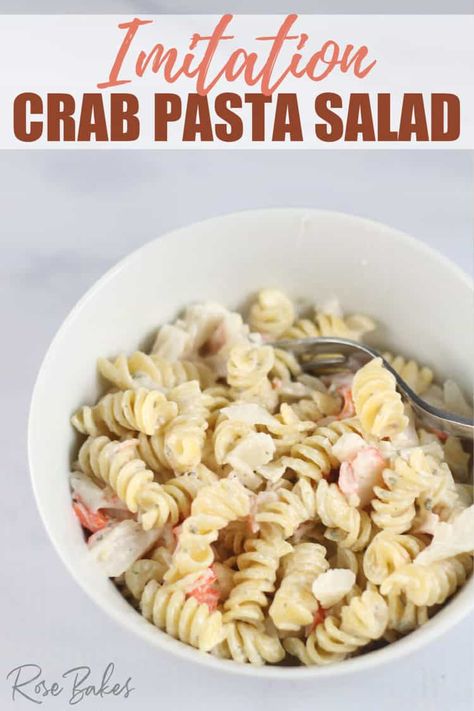 This is the best Imitation Crab Pasta Salad recipe! Imitation crab meat is tossed with your favorite noodles and a creamy seasoned sauce for a delicious, cool summer pasta salad. This is a perfect make-ahead meal for a Sunday afternoon lunch or late supper when we have evening activities! Creamy Crab Pasta, Noodles Dishes, Crab Pasta Salad, Afternoon Lunch, Crab Pasta, Crab Salad Recipe, Sea Food Salad Recipes, Creamy Crab, Easy Pasta Salad Recipe