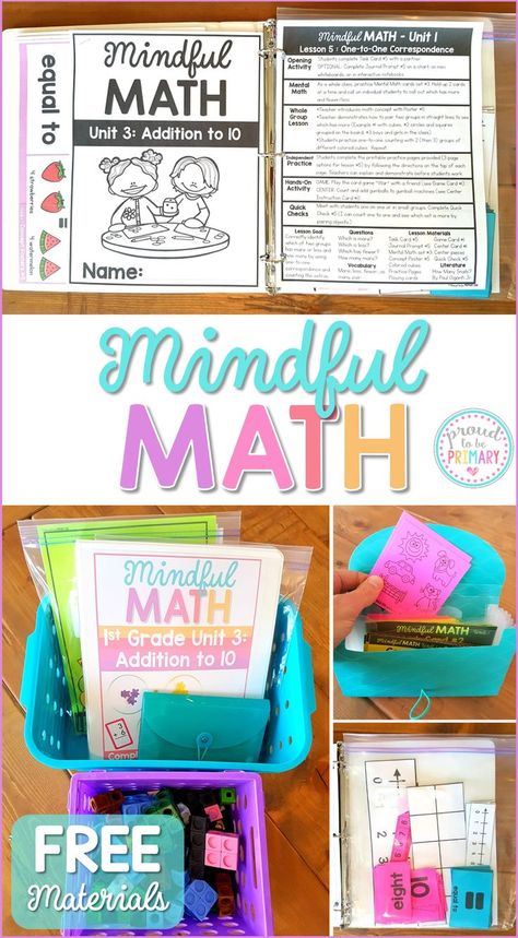 Mindful Math Curriculum for First Grade is a comprehensive, guided math curriculum for everyday! It includes simple to prep materials, tons of activities, centers, and games, differentiated worksheets, and whole group lessons. You will teach and cover all Curriculum For Kindergarten, 3d Figures, Second Grade Math, Math Methods, Math Workshop, Math Curriculum, Common Core Math, Guided Math, Free Math