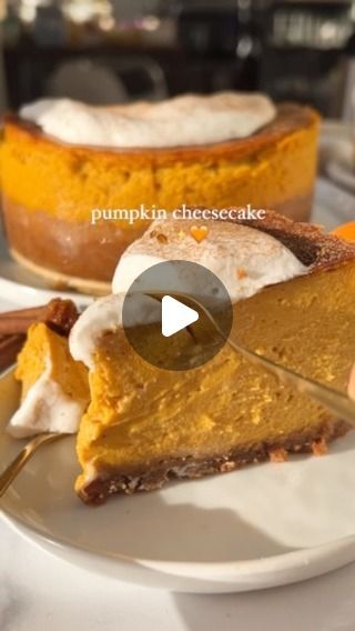 Gabriela Dimova on Instagram: "✨Vegan Pumpkin Cheesecake✨

This cozy, creamy, dairy-free pumpkin cheesecake is so soft and silky and perfectly spiced for fall😌🥰

✨Filling Ingredients
1 block silken tofu (350 g)
1/2 heaping cup cashews (85 g)*
1/2 lemon juice
1/4 cup coconut cream*
1 can pumpkin puree (2 cups/ 15 oz)
1/3 cup maple syrup
1/2 cup sugar
1 tsp vanilla
1 tsp cinnamon
1/2 tsp nutmeg
1/2 tsp allspice
1/2 tsp ginger
1/4 cup cornstarch

✨Cookie Crust
150 grams vegan graham cracker type cookie (I used Biscoff cookies)
3 1/2 tbsp vegan butter (50 g)

✨Directions
*Refrigerate a can of coconut milk overnight. Then when you open it, scoop out only the solid part that has formed at the top. This is your coconut cream. 

*Soak the cashews overnight in water, or if you forget, soak them i Best Pumpkin Cheesecake Recipe, Cornstarch Cookies, Cheesecake Pumpkin, Lifestyle Of A Foodie, Cheesecake Layer, Dairy Free Pumpkin, Pumpkin Cheesecake Recipes, Cracker Crust, Spiced Pumpkin