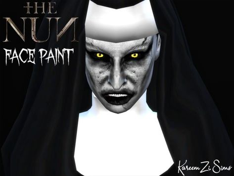 KareemZiSims' THE NUN - Valak Costume Makeup Sims 4 Nun Cc, Valak Costume, Face Paint Halloween, Halloween Tumblr, Holloween Costumes, Paint Halloween, Nun Costume, Creepy Eyes, The Nun