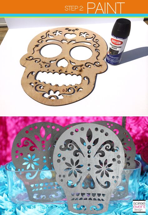 | DIY: How to Make Day of the Dead Sugar Skull Party Decorations! | http://soiree-eventdesign.com Skull Party Decorations, Skull Decor Diy, Diy Sugar Skull, Sugar Skull Diy, Diy Day Of The Dead, Sugar Skull Crafts, Sugar Skull Party, Coco Party, Sugar Skull Decor