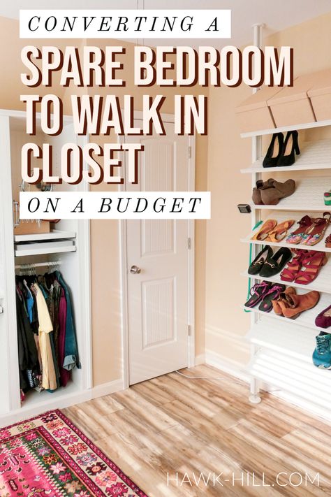 Bedroom To Walk In Closet, Budget Dressing Room, Spare Bedroom Dressing Room Ideas, Turning A Bedroom Into A Closet, Bedroom Into Dressing Room, Spare Room Walk In Closet, Bedroom Into Closet, Bedroom Turned Closet, Spare Room Closet