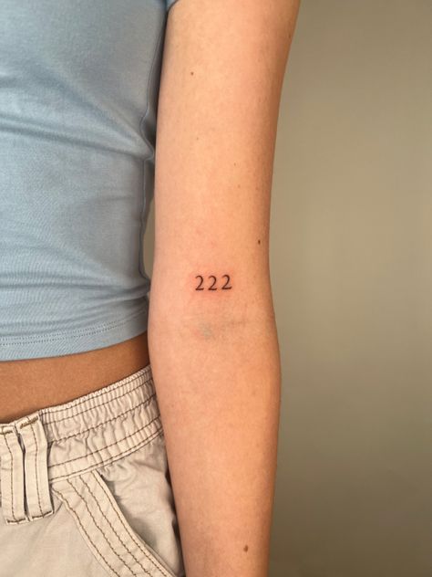 #tattoo #fineline #angelnumbers Fine Line 222 Tattoo, 222 Tattoo, Fineline Tattoo, Tattoo Arm, Fine Line, Back Tattoo, Arm Tattoo, Tatting, Tattoo Ideas