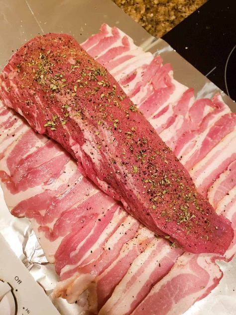 Bacon Wrapped Beef Tenderloin (Oven, Grill, Smoker) - Blackberry Babe Bacon Wrapped Tenderloin Beef, Beef Tenderloin Oven, Bacon Wrapped Roast, Tenderloin Recipes Oven, Bacon Wrapped Tenderloin, Beef Tenderloin Roast Recipes, Bacon Wrapped Steak, Filet Mignon Roast, Bacon Wrapped Beef