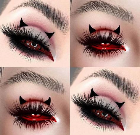 Goth Red Makeup Looks, Red And Black Makeup Looks, Black Halloween Makeup, Dragon Makeup, Demon Makeup, Holloween Makeup, Awesome Makeup, Halloween Makeup Diy, Punk Makeup