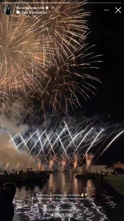 Fireworks at Redentore 2023 - Venice, Italy Firework Instagram Story, Fireworks Instagram Story, Fireworks Instagram, Instagram Highlights, 2024 Vision, Venice Italy, Photography Ideas, Fireworks, Venice