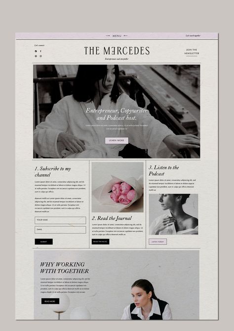 Editorial Blog Design, Journalism Website Design, Website Design Inspiration Blog, Writer Website Design Inspiration, About The Author Page Design, Vintage Website Design Inspiration, Copywriter Website Design, Newspaper Website Design, Blog Inspo Website