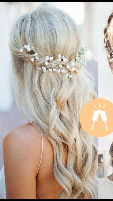 Weddings Abroad, Half Up Wedding, Down Wedding Hairstyles, Wedding Hair Half, Half Up Half Down Wedding, Bridesmaid Hairstyles Half Up Half Down, Hairdo Wedding, Beach Wedding Hair, Prom Hairstyles For Long Hair