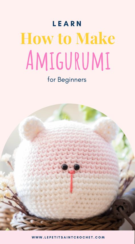 pink and white amigurumi cat Easiest Beginner Amigurumi, Beginning Amigurumi Free Pattern, Amigurumi Free Pattern For Beginners, Beginning Amigurumi, Amigurumi Small Free Pattern, How To Amigurumi Tutorials, Free Pdf Crochet Patterns English, How To Crochet Animals For Beginners, Easy Amigurumi Free Pattern Beginner