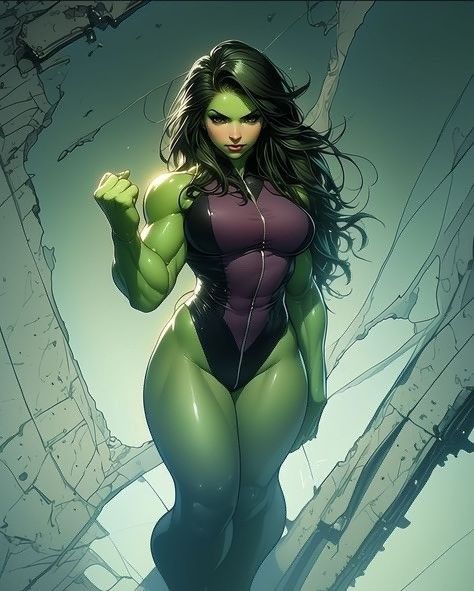 She Hulk Comic Art, She Hulk Art, She Hulk Transformation, Female Hulk, Savage She-hulk, Miss Hulk, Hulk Artwork, Traditional Illustration, Superhero Artwork