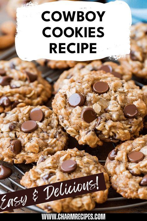 Looking for a tasty treat that captures the essence of the Wild West? Try these Cowboy Cookies! Loaded with oats, chocolate chips, and nuts, this recipe delivers the perfect blend of flavors in every bite. Whether you're hosting a campfire gathering or simply craving a hearty cookie at home, these chewy treats are sure to please everyone. With simple ingredients and easy steps, you can whip up a batch that will transport you to the frontier. Enjoy a cookie that embodies the rugged spirit and flavors of the cowboy lifestyle. Easy Cowboy Cookies, Texas Ranger Cookies Recipe, George Bush Cowboy Cookies, Cowboy Cookies Recipe Pioneer Woman Ree Drummond, Chocolate Chip Pretzel Cookie Recipe, 5 Chip Cookie Recipe, Simply Home Cooked, Best Cowboy Cookies Recipe, Peanut Butter Cowboy Cookies