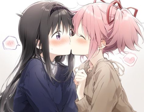 Yuri Icon, Yuri Gl, Concept Art Tutorial, Puella Magi, Yuri Anime, Anime Girlxgirl, Madoka Magica, Anime Kiss, Girls In Love