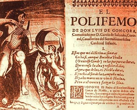 La "Fábula de Polifemo y Galatea" de Luis de Góngora, un escritor español del barroco. La fabula es de contenido mitológico. Fue publicado en 1612, recreando la historia de Polifemo, hijo de Poseidón, narrada en la Odisea. Caravaggio, Salamanca, Bookstore, Book Cover, Books, Art