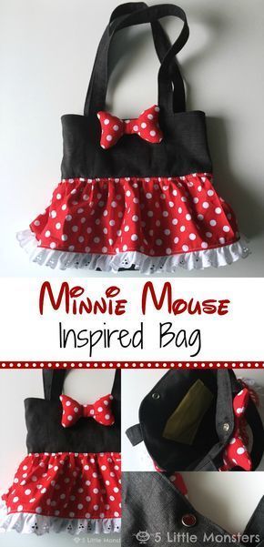 5 Little Monsters: Minnie Mouse Inspired Bag Minnie Mouse Gifts, Minnie Mouse Purse, Minnie Mouse Bag, Crochet Skirt Pattern, Quilled Creations, Minnie Mouse Girl, Sewing Purses, Sewing Projects For Kids, Girls Purse