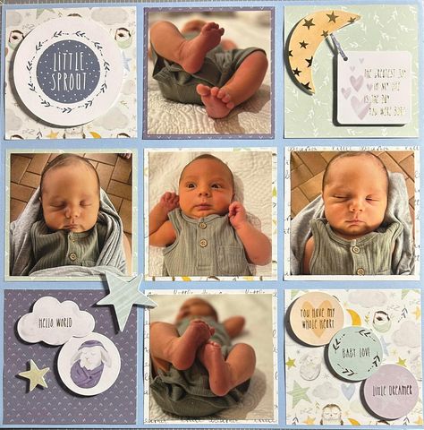 Newborn Scrapbook, Toddler Scrapbook Layouts, Scrapbook Baby Book Ideas, Toddler Scrapbook, Project Life Baby, Baby Boy Scrapbook Layouts, Family Scrapbook Layouts, Boy Scrapbook Layouts, Baby Scrapbook Album