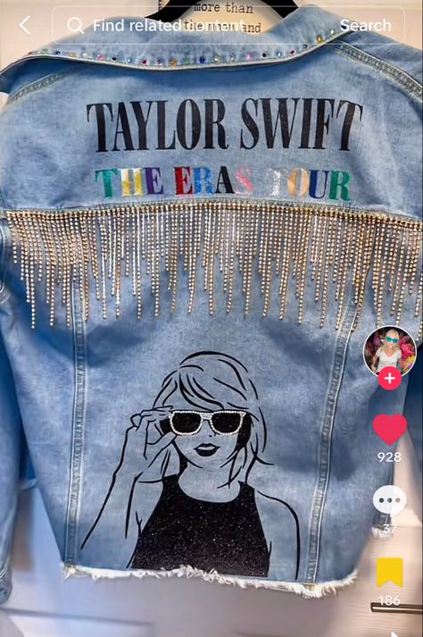 Denim Jacket Diy Paint, Taylor Swift Games, Taylor Swift Costume, Taylor Swift Birthday Party Ideas, Customised Denim Jacket, Era Tour, Diy Denim Jacket, Taylor Outfits, Taylor Swift Party