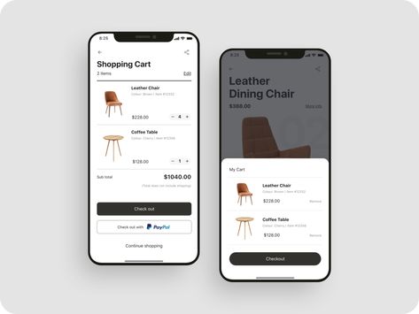 Shopping cart app UI design by Interface Market Beer App, Ui Design Trends, App Interface Design, Ecommerce Shop, Mobile Web Design, Mobile Ui Design, App Design Inspiration, Mobile App Ui, Mobile Shop